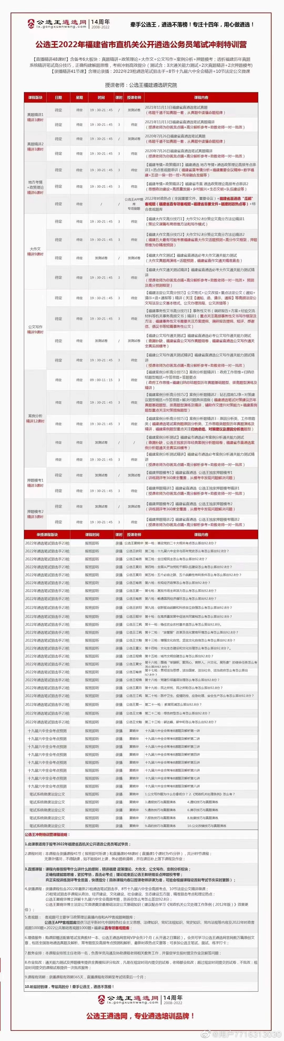 2022福建公选王遴选笔试冲刺特训营